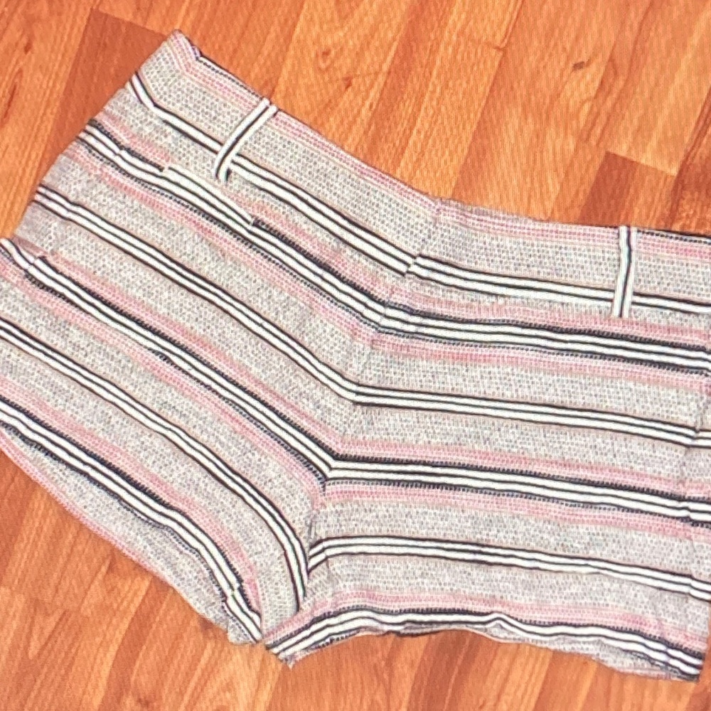 LOFT High Waist Striped Shorts - Pink, Black, White